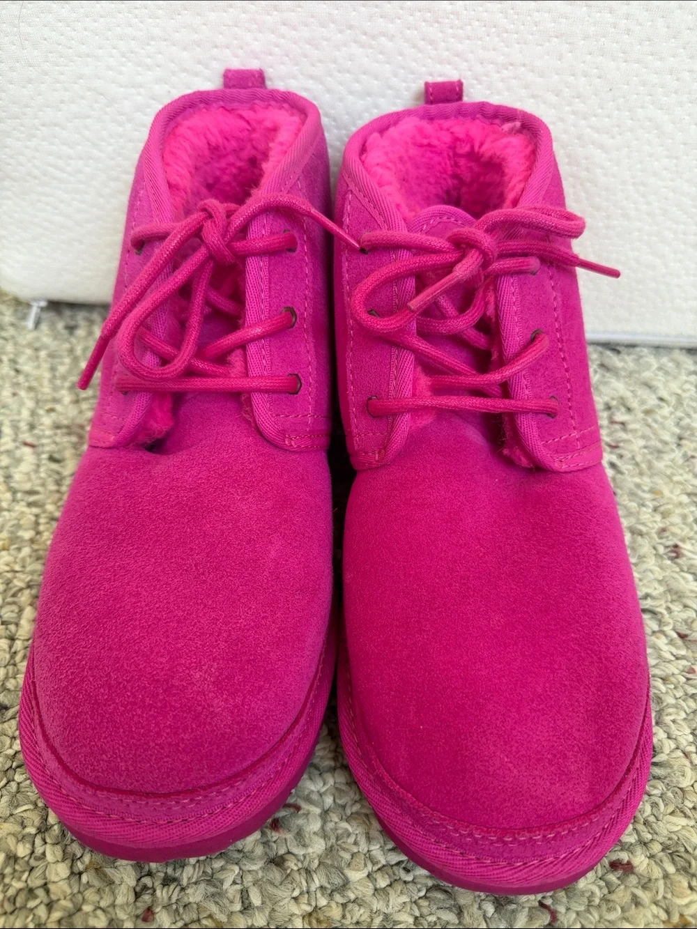 UGG Kids 6 or woman’s 8  Hot Pink Suede Lace-Up Ankle Boots